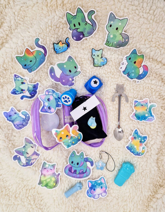 💜 CutiePack #020 💖 Cosmic Blue Cats 🪐😸🟦